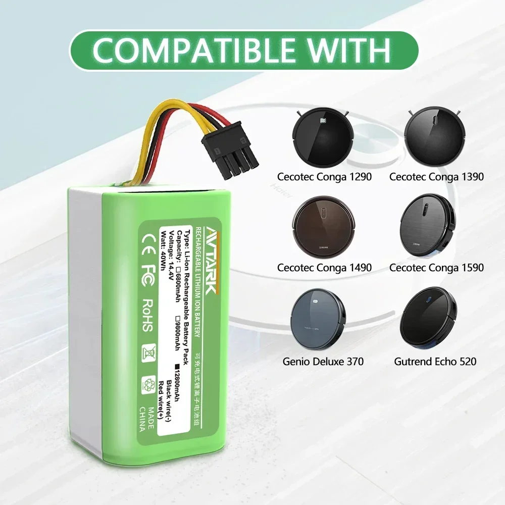 

Cecotec Conga 1290 1390 1490 1590 Replacement Robot Vacuum Cleaner Battery