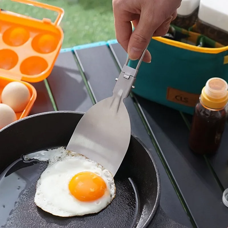 

1Pc Folding Spatula Food Turner Fold Spoon Stainless Steel Outdoor Camping gear Cooking Accessories Picnic Equipment camping