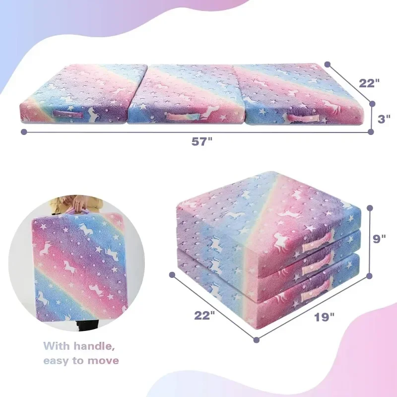 Tri Folding Foam Floor Mat for Children, Foldable Bed Portable Memory Mattress