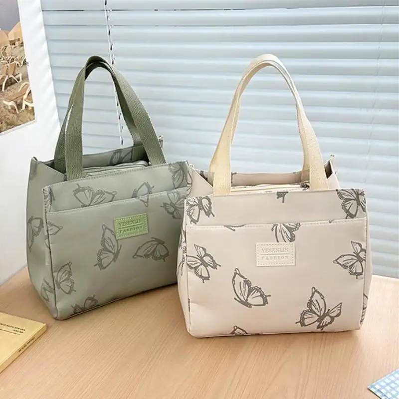 패션 나비 프린트 다용도 핸드백 직장인 여행 피크닉 점심 토트백