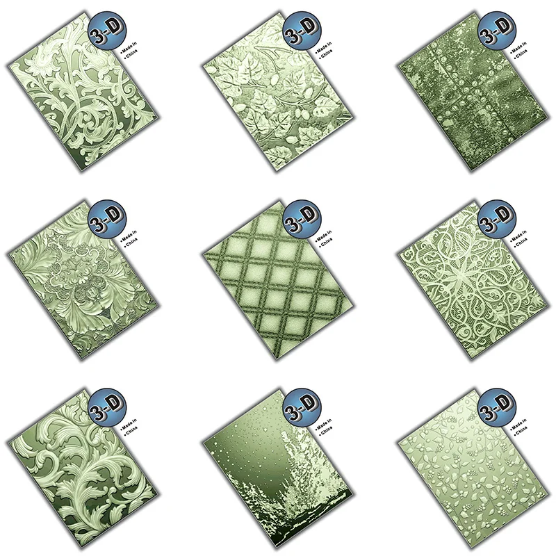 Nine Transparent 3d Embossed Folders Diy Paper Cuttings Mold Embossed Plastic Plate Design Scrapbook 6.5 X 4.5 Inches N