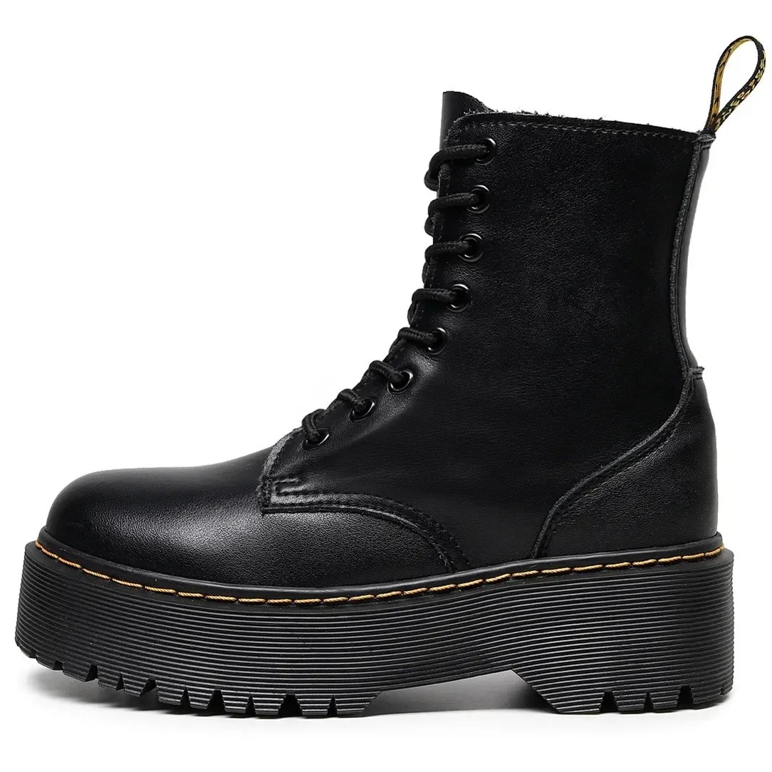 Ankle Boots Large Size Platform Boots Women Shoes Leather Ankle Boots Punk Shoes Thick Bottom Motorcycle