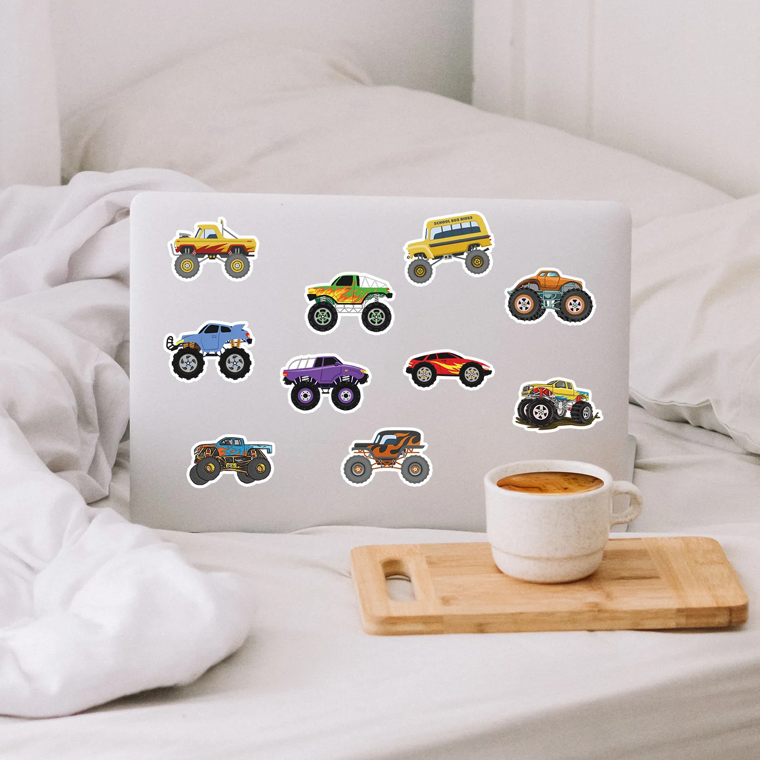 50/100PCS 몬스터 트럭 낙서 스티커 노트북 전화 장식 스티커 방수 어린이 문구 스티커