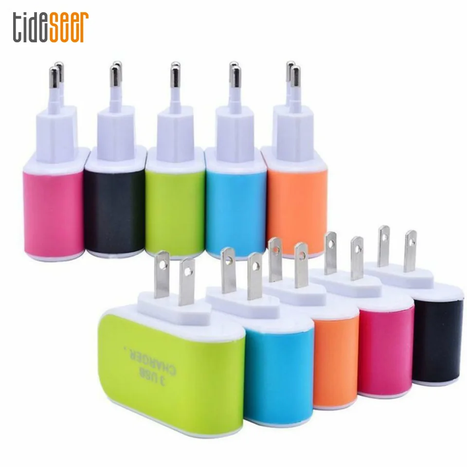 

100 шт., зарядное устройство с 3 USB-портами, 5 В, а