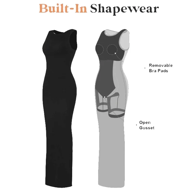 Long Sleeve Shapewear Dress Body Shaper Bodycon Maxi Mini Built in Shapewear  Bra 8 in 1 Women Tummy Control Lounge Dresses - AliExpress