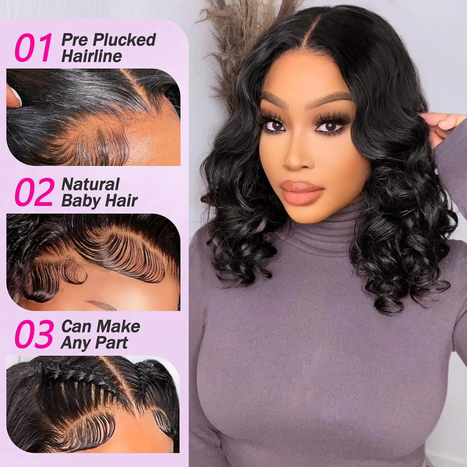4/27 Body Wave 16 Inch Short Bob Wig HD Lace Frontal Human Hair Wigs Water Wave 13x4 Transparent Ginger Frontal Human Hair Wig
