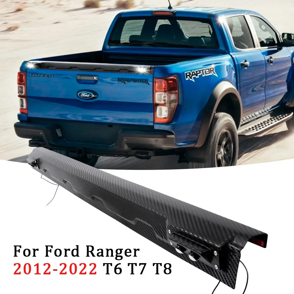 

Car AccessoriesTailgate Protector with LED for Ford Ranger 2012-2022 Wildtrak Raptor Limited XL XLT XLS Matte Black Rear Trim