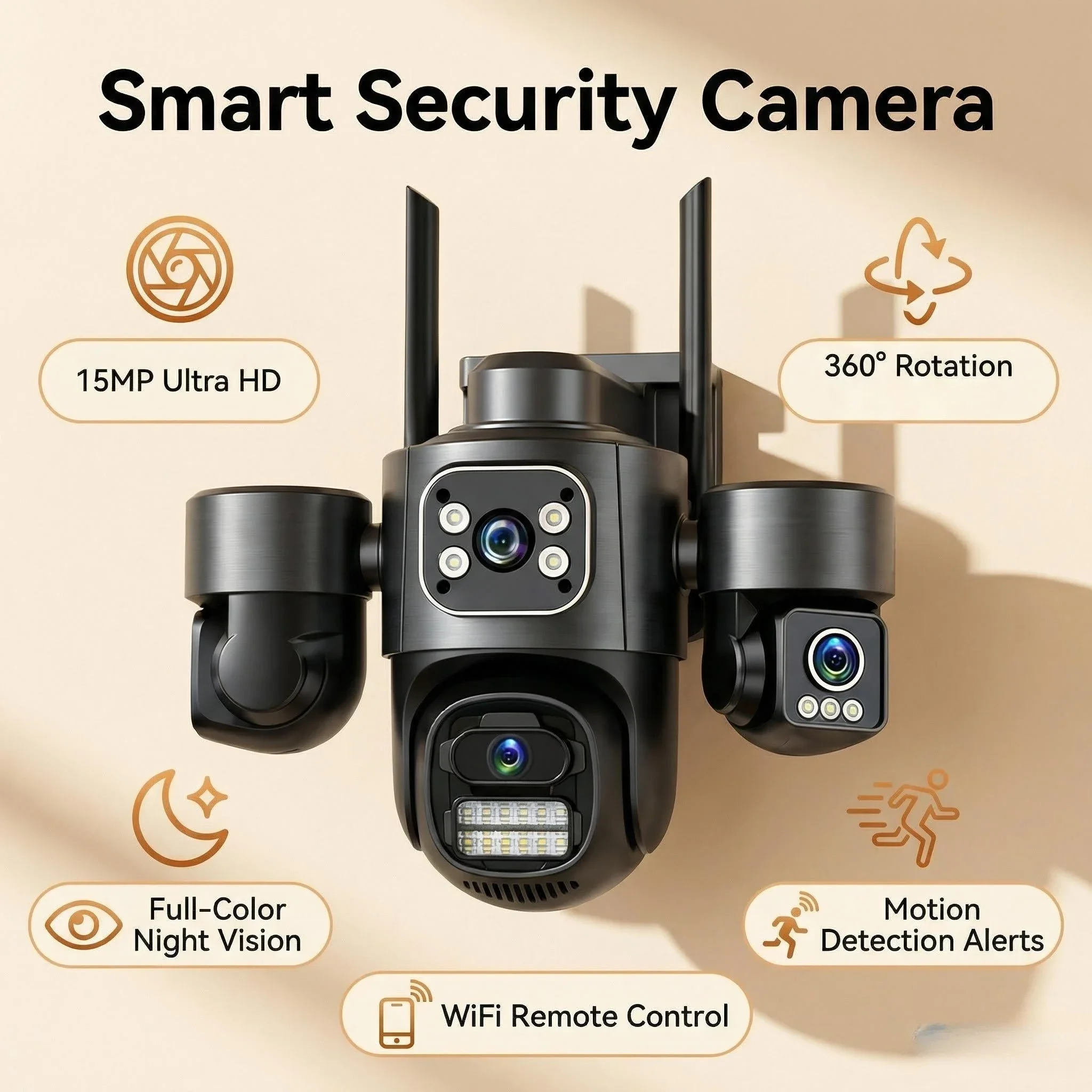 Three Screen Three Lens 15MP HD WIFI IP Camera 8MP Dual Lens Camera Auto Tracking IP66 Waterproof CCTV Video Security Cam iCsee 6