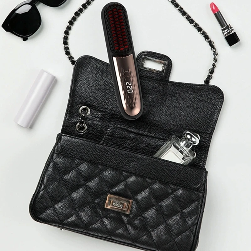Wireless Hair Straightener Brush Fast Heated Straightener Brush Multifunctional Electric Hot Comb Hair Professional