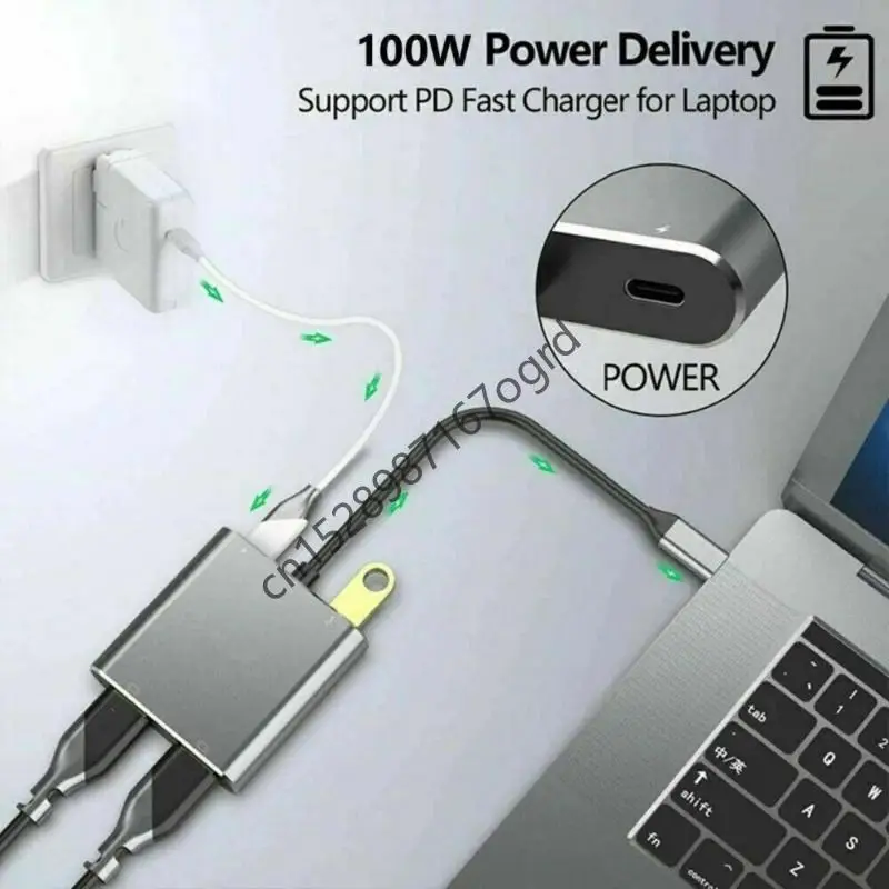 USB C 이중 HDTV 어댑터 4K 60Hz 알루미늄 도크 다중 모니터 설정을위한 2/4 포트 634A