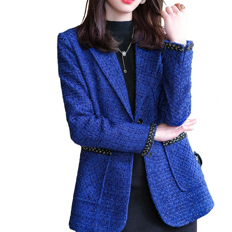 

High-quality Office Professional Fit Long-sleeved Women's Suit for Fall/winter 2022 New Mid-length Loose Woolen Blazer Female