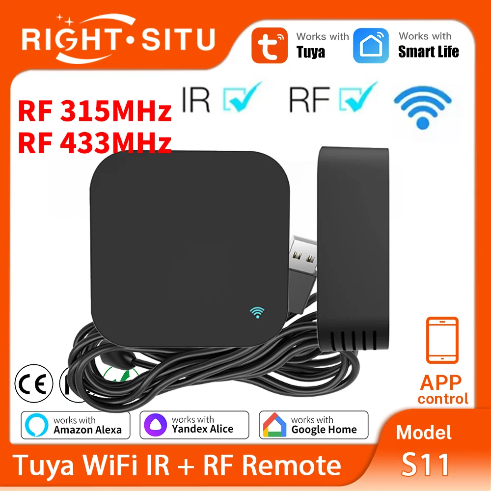 Tuya – télécommande IR RF 315MHz 433MHz, Code fixe, WiFi S11, application pour AC, tous les téléviseurs, fonctionne avec SmartLife Yandex Alexa