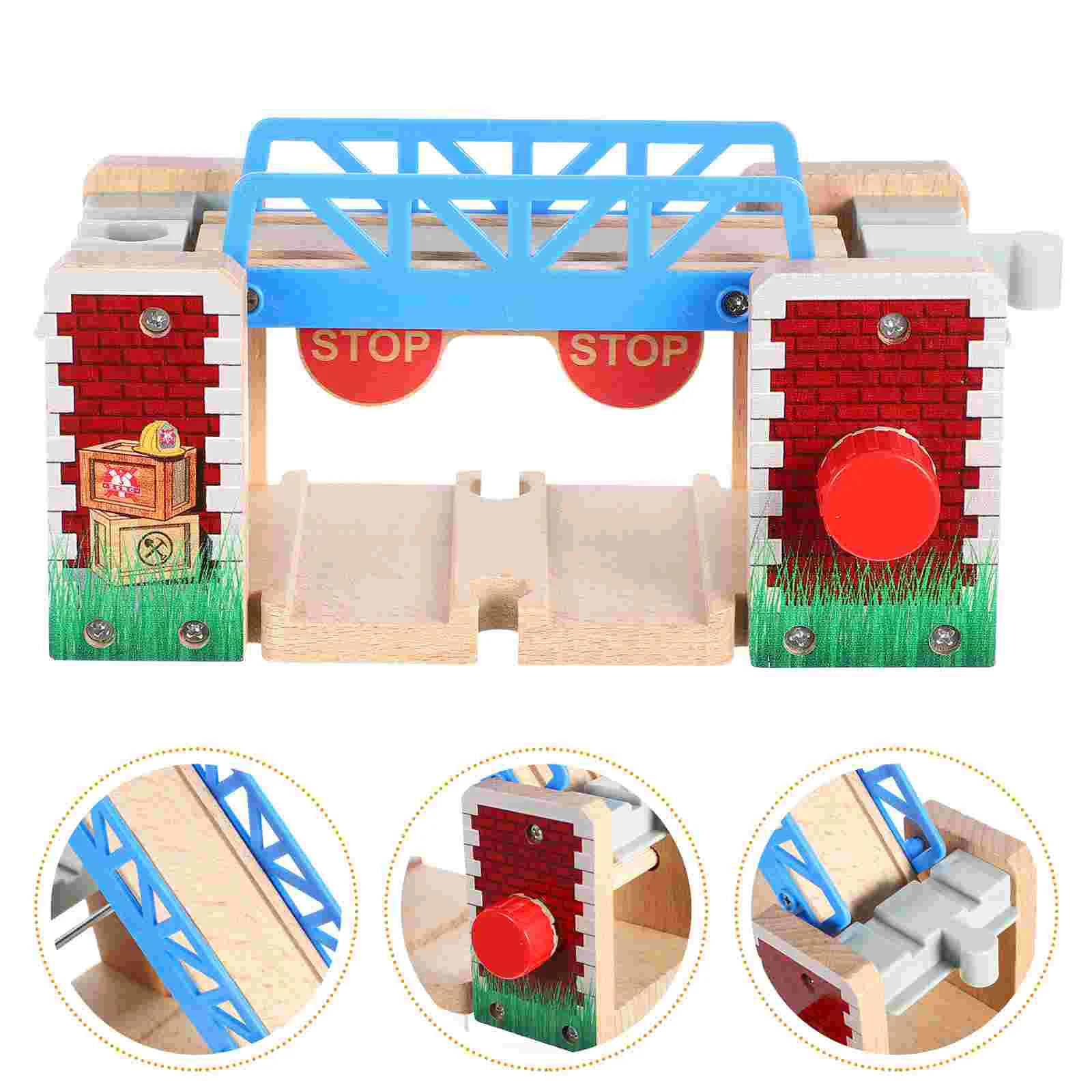 Train Track Accessories Wooden Educational Toys Washable Railway Scene Prop Lifting Bridge Plastic Toddler