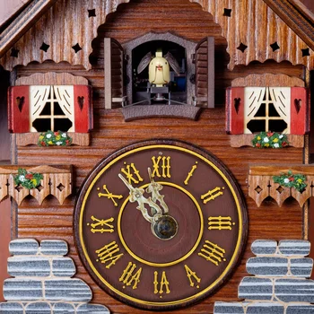 1pc Vintage Cuckoo Wall Clock Roman Numerals Artistic Design Home Decor Accurate Timekeeping Movement Retro Pendulum 6