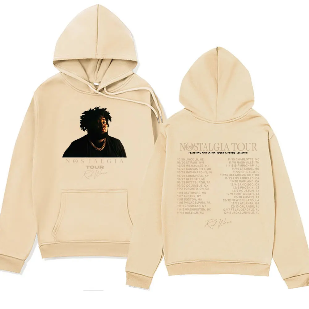 Rod Wave Nostalgia Tour Print Hoodie Male Harajuku Aesthetic Fleece Pullover Fashion Hip Hop Oversized Sweatshirts Men Women's