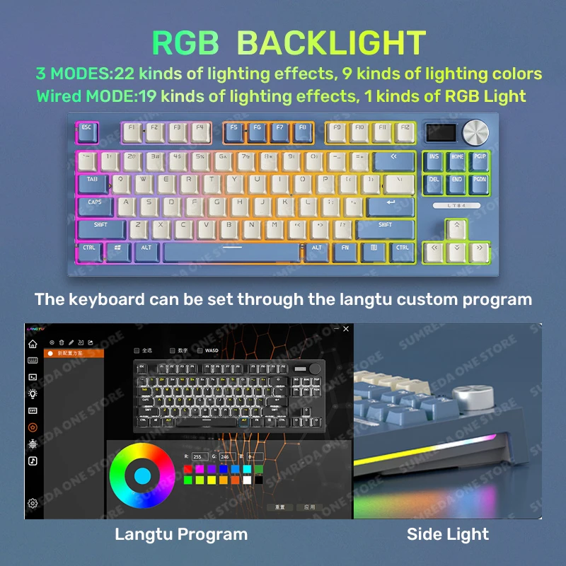 Teclado Mecânico para Jogos 84 Teclas 2.4gbluetooth Completo sem Impacto Rgb Retroiluminado sem Fio com Fio Hot Swap Gamers Teclado K500 Teclado Musicalmachine K500 Langtu-lt84 - Imagem 4