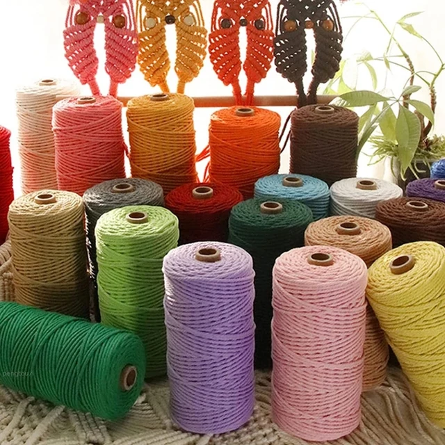 Macrame Cord 3mm x 11yards Colored Cotton Rope Macrame Thread DIY Crafts  for Wall Hanging Knitting Wedding Home Decoration - AliExpress