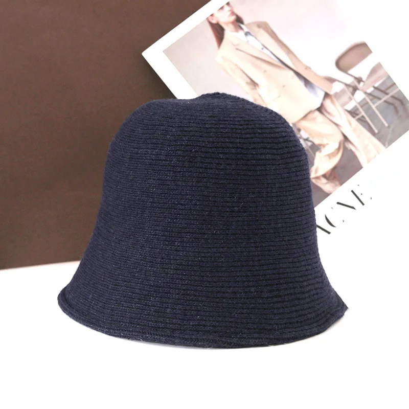 Wool Bucket Hat-navy blue