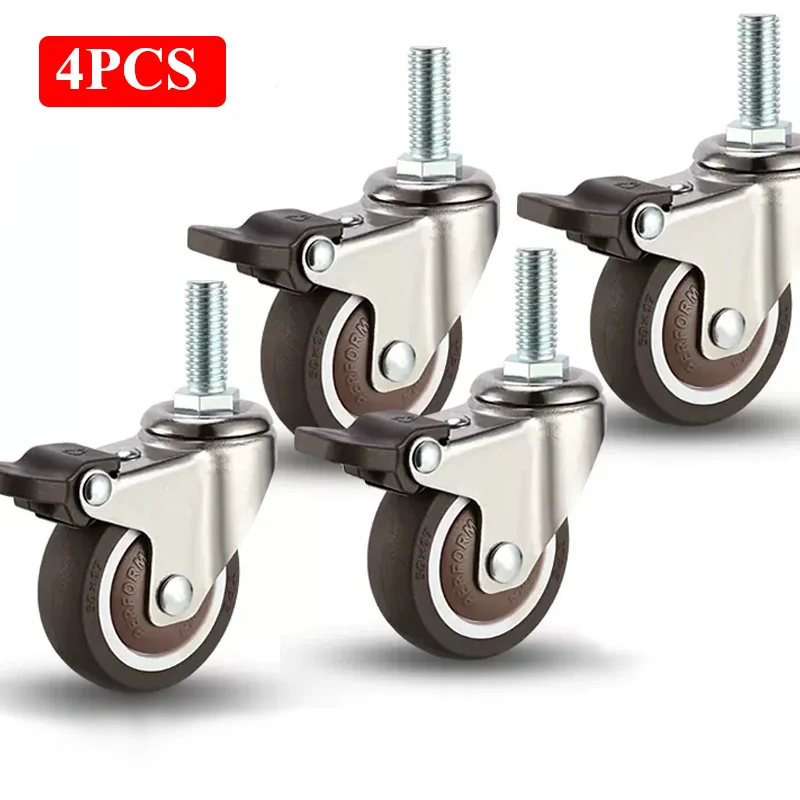 4x Roulette Fixe à Platine à Visser Pour Sols Fragiles Anti Rayure Universelle Mini Rouleau Roue Galet Pied Meuble Casier Chariot Rangement 45mm Capacit De Charge 50kg 63650546