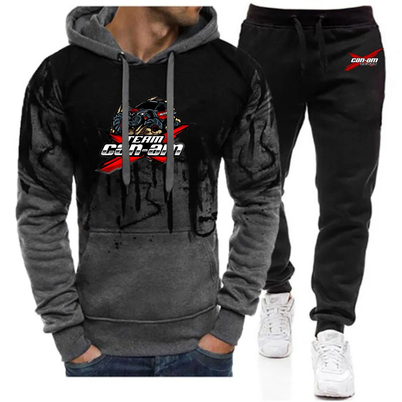 CAN-AM BRP 2022 Men's New Tracksuit Printing Gradient Color Hoodies Cotton Harajuku Hooded Tops And Pants Casual Sweatpant Sets