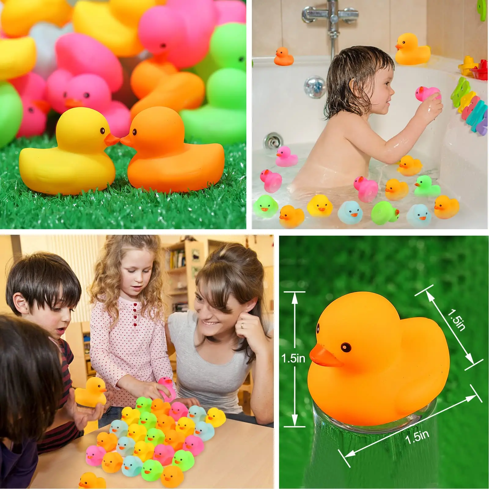 12/24/36/72 Pack Multicolor Mini Rubber Duck Bath Toy Colored Little Ducks 5