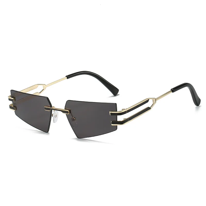 Empire Cove Polygon Sunglasses Metal Frame Classic Gradient Shades UV Protection, Gold/Smoke