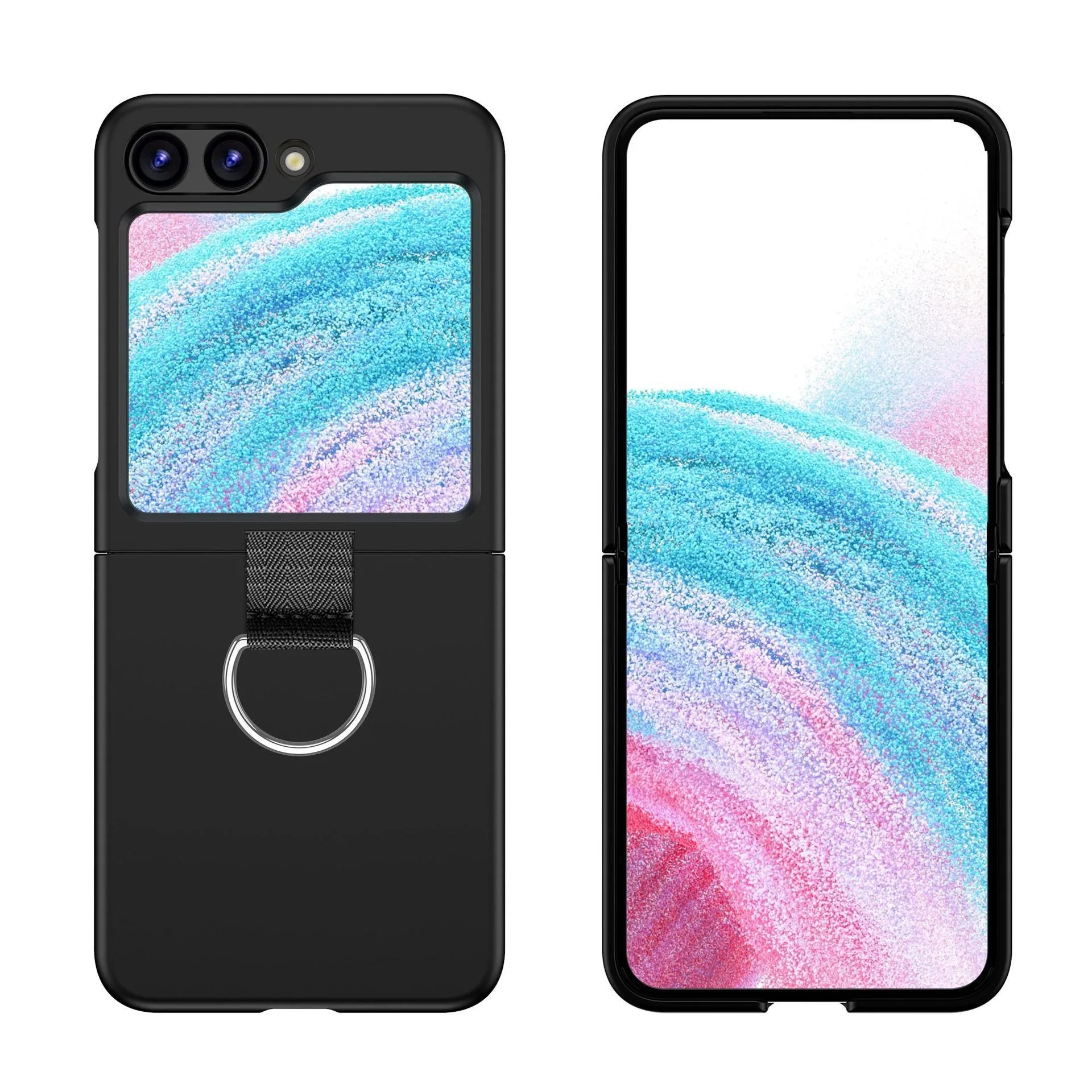 Matte Solid Color Ring Holder Shockproof Silicone Case - Korean Style