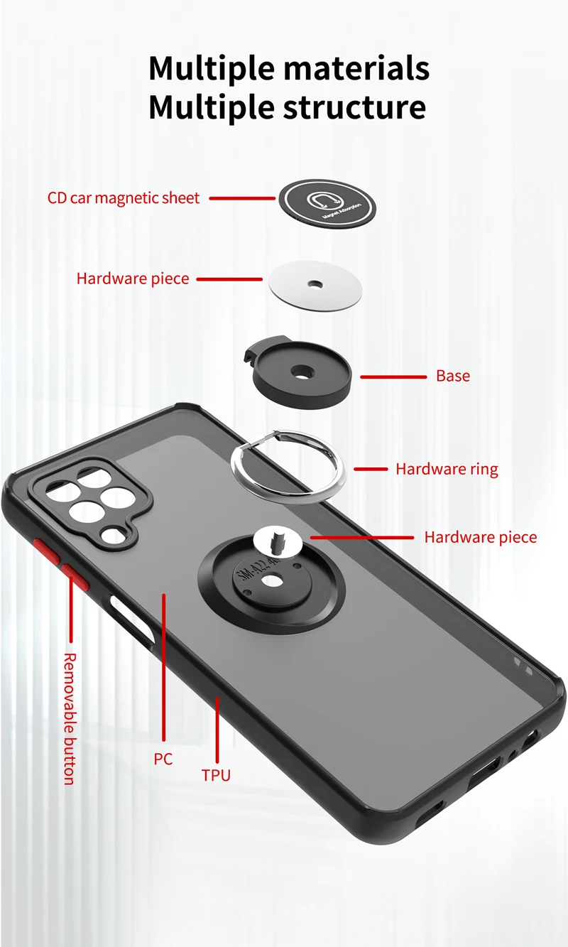 KEYSION Fashion Matte Hülle für Samsung A12 A22 A42 A22S 5G Transparent Ringständer Stoßfeste Telefonabdeckung für Galaxy M32_voghion.com