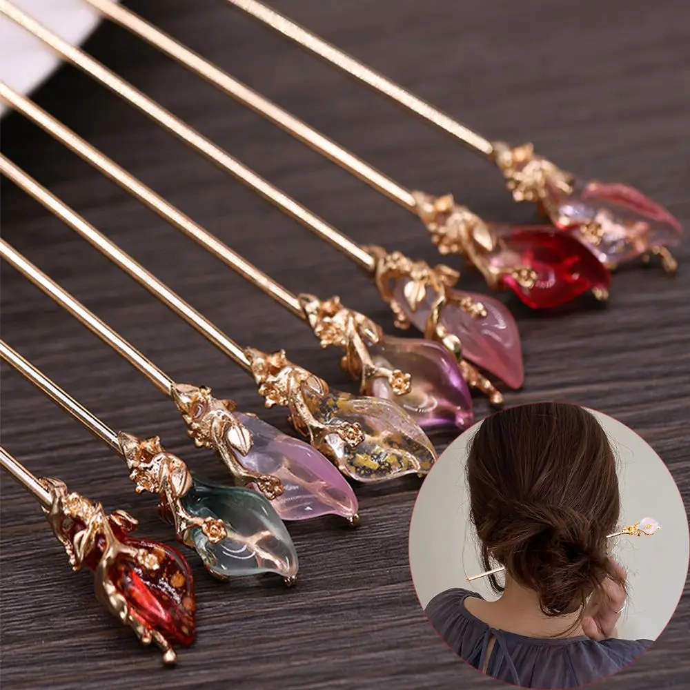 Hot Sale Vintage Chinese Style Hanfu Hair Stick Women Metal Glaze Hair