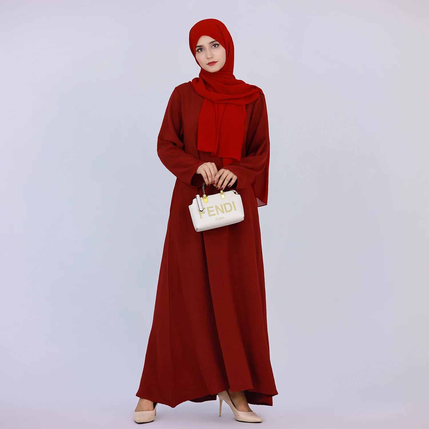 2025 Fashion Simple Muslim Dress Solid Abaya Arab Turkey Dubai Kaftan  Modest Long Sleeve Maxi Dress Islamic Clothing LR593 - AliExpress 200000345