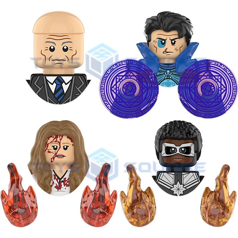 

The Professor X Doctor Scarlet Wanda Witch Strange Captain Spectrum Monica Model Blocks MOC Bricks Set Gifts Toys KT1058