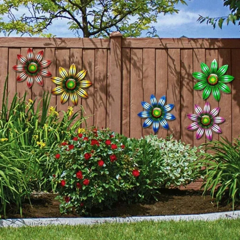 Metal Flower Wall Decoration Art Sculptures Home Bedroom Living Room Wall Hangings Garden