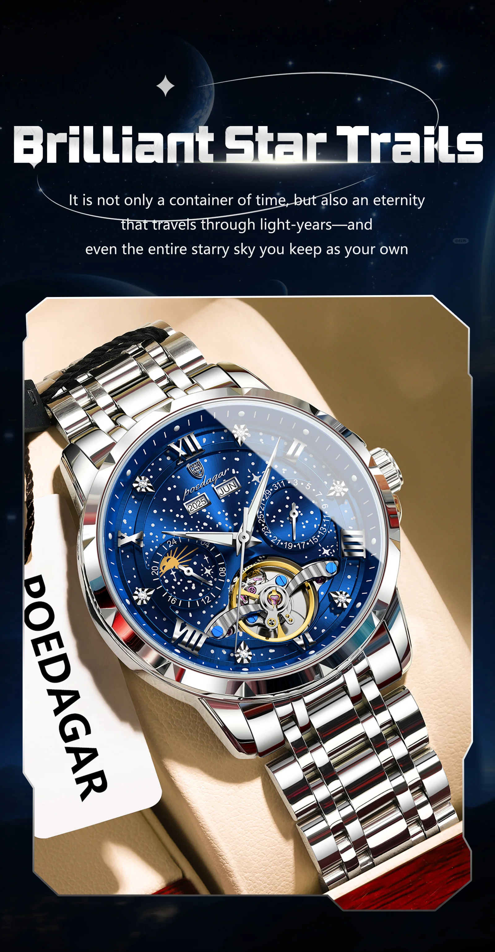 POEDAGAR Orologio da Uomo - Colori e finiture
