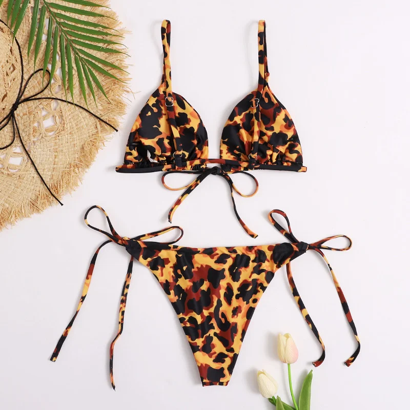 off the shoulder bikini Leopard Print Two Piece Swimsuit Bikinis 2022 Women Sexy Lace Up Holiday Beach Bathing Suits Female Fashion Brazilian Bikini Set off the shoulder bikini