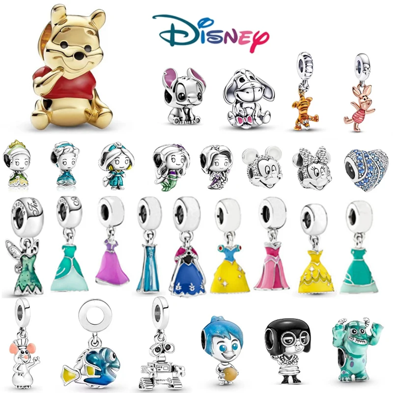 

Disney Cartoon 925 Sterling Silver Winnie The Pooh Stitch Charm Pendant Fit Bracelet Original Women Jewelry Gift