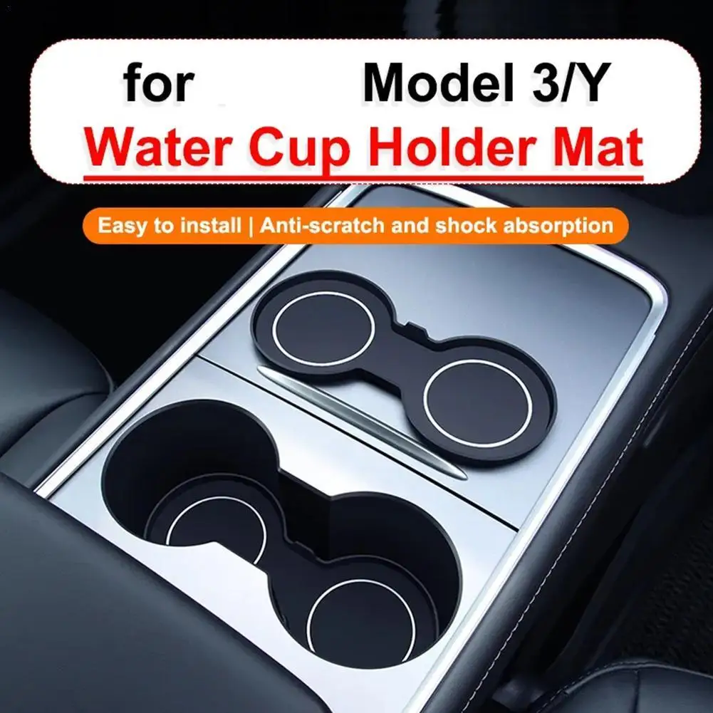

Soft Silicone Car Accessories for Tesla Model 3 Y Water Cup Holder Mats Upgraded Drink Non-slip Coaster 2023 Model3 ModelY Pad