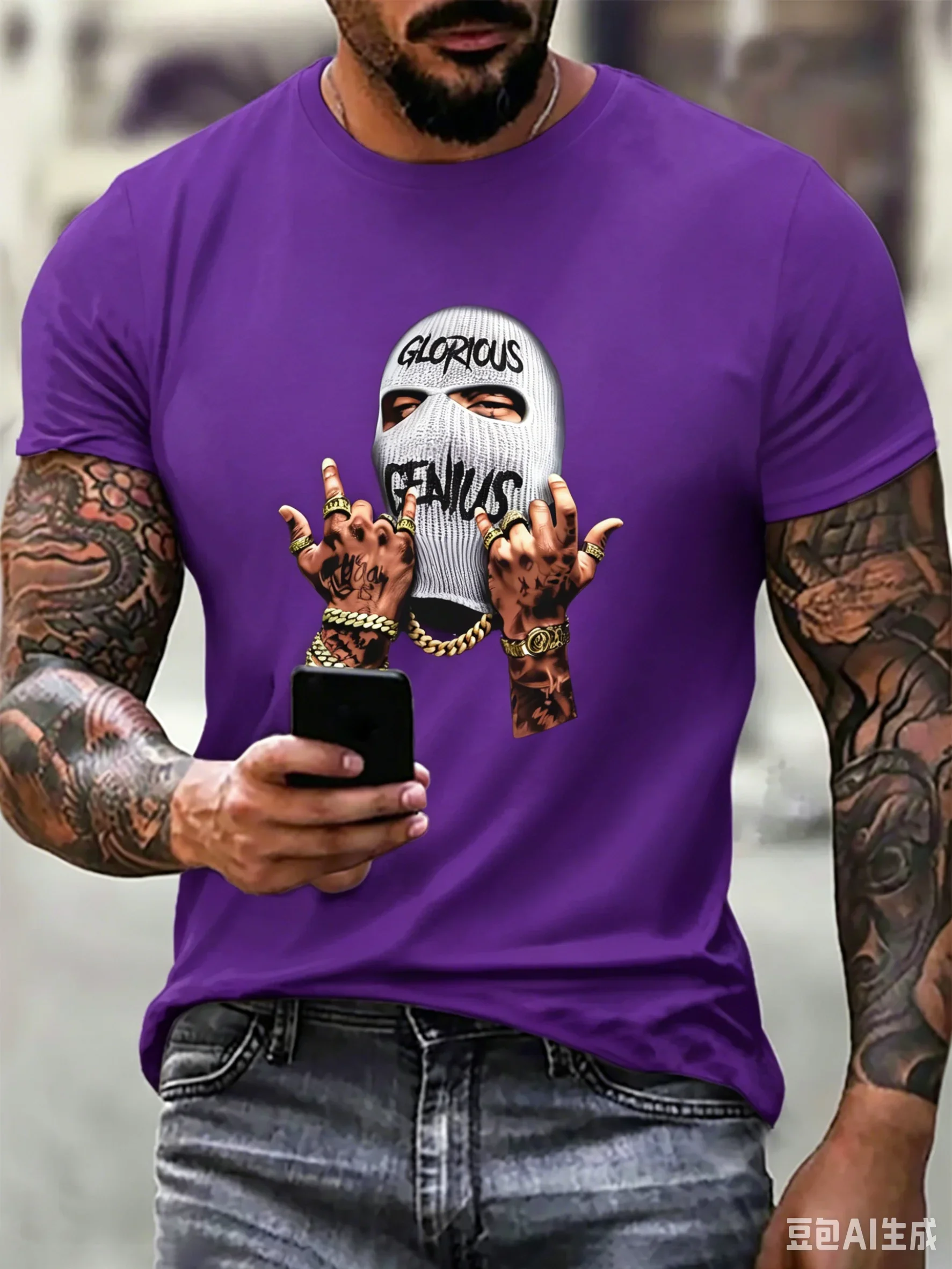 Vintage Hip-hop Style 3D Print T-shirt Trend Street Men's Crew Neck Tops Summer Tees Hot Sale Old School Tops Rap Star T Shirt 6