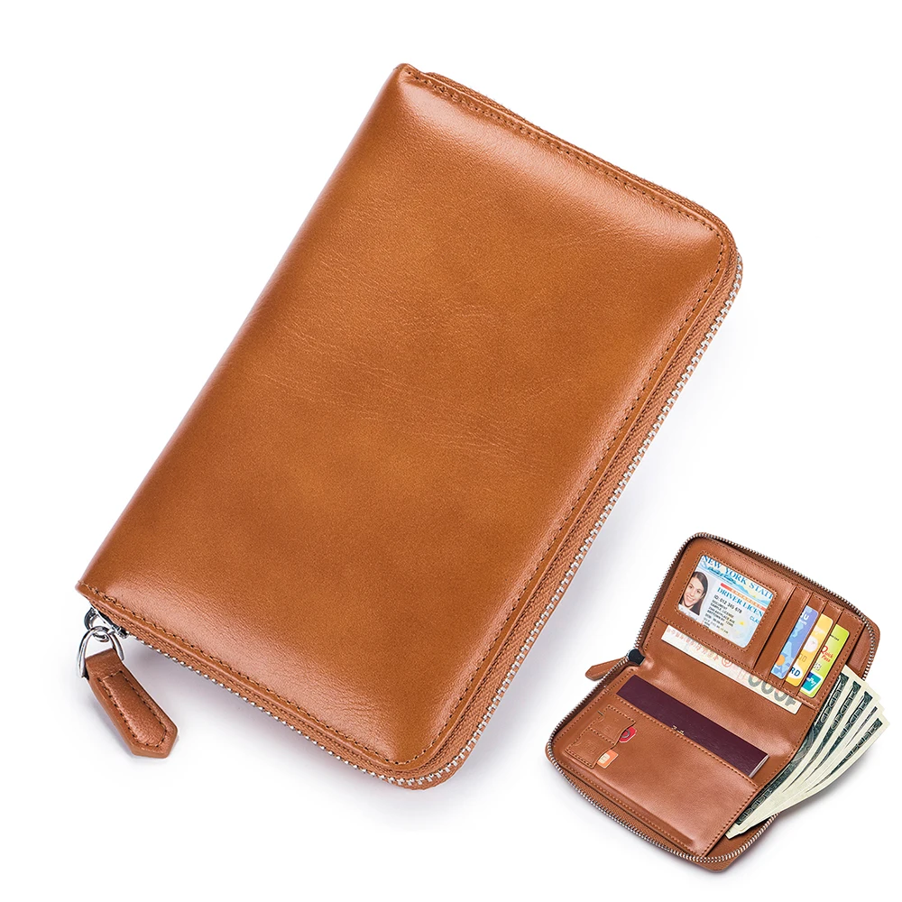 

Cow Leather Travel Wallet with Passport Holder 5.5" X 4" Passport Wallet with SIM Slot for Men Women Bifold Wallet for Passports