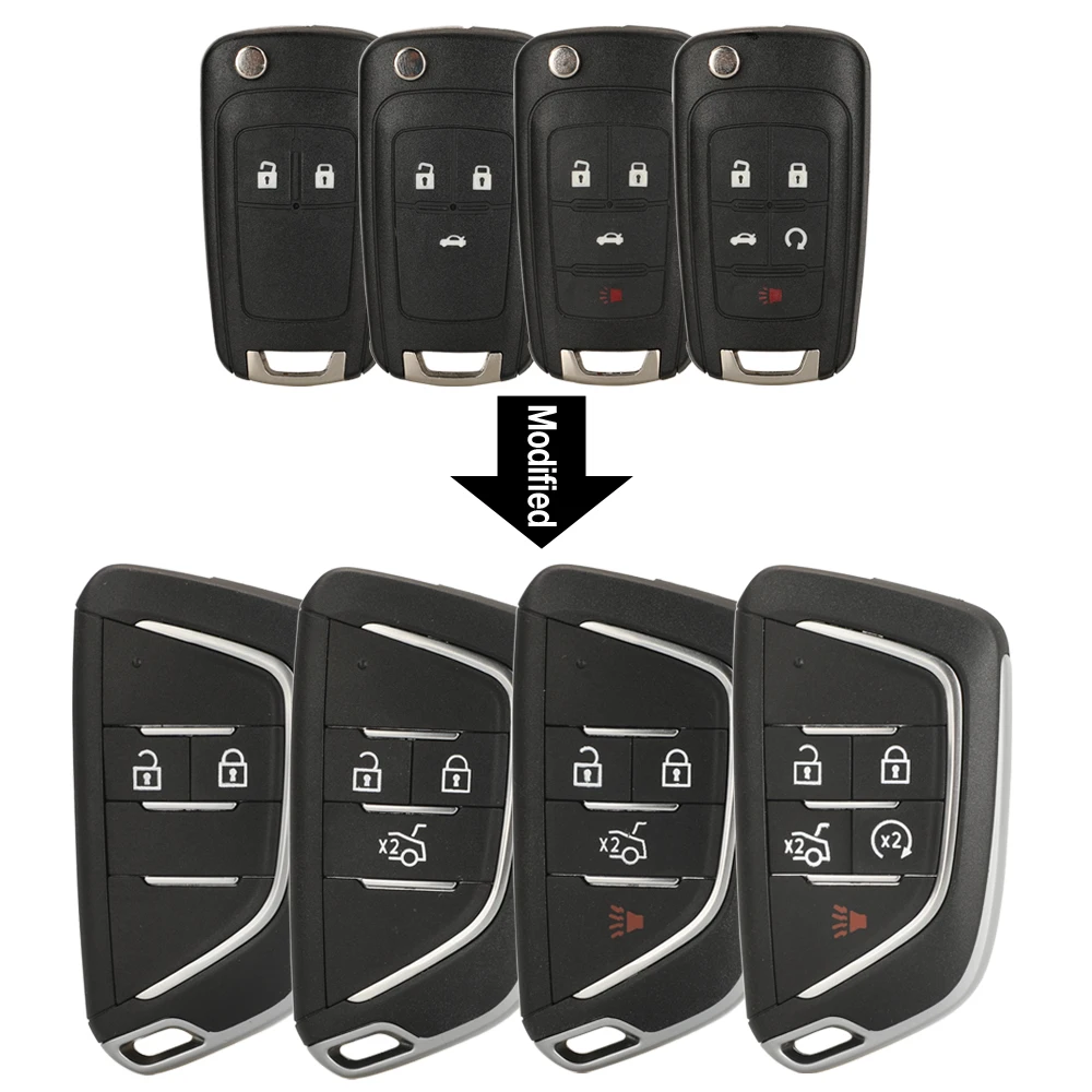 

jingyuqin Modified Remote Smart Car Key Shell For Chevrolet Cruze Epica Lova Camaro Impala 2 3 4 5 Button HU100 Blade