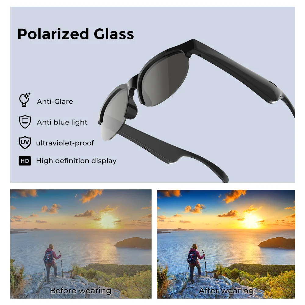 Wireless Bluetooth Sports Headphones Sunglasses Translator
