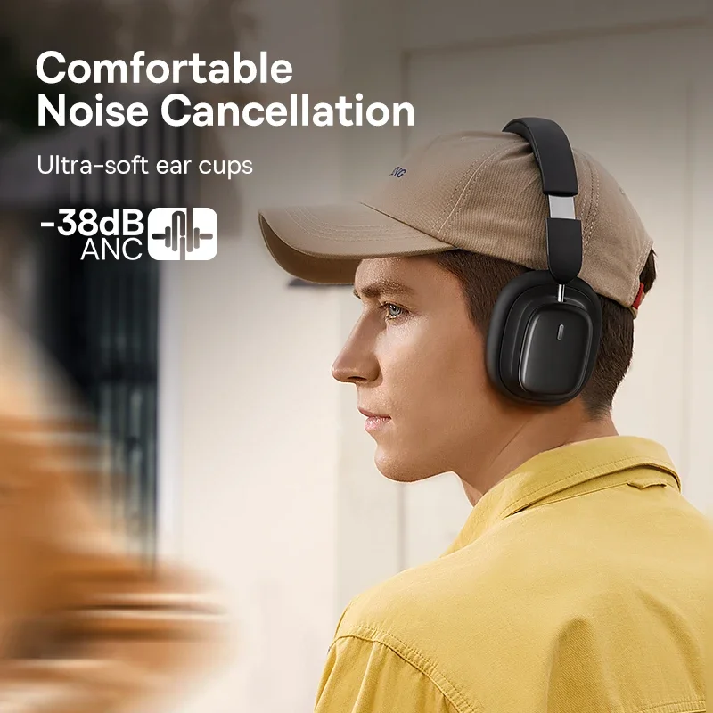 Anc Bowie Headphone sem Fio Bluetooth 5.3 Cancelamento de Ruído Hi-res 3d Espacial Auriculares Auriculares Audio Baseus-h1i - Image 2