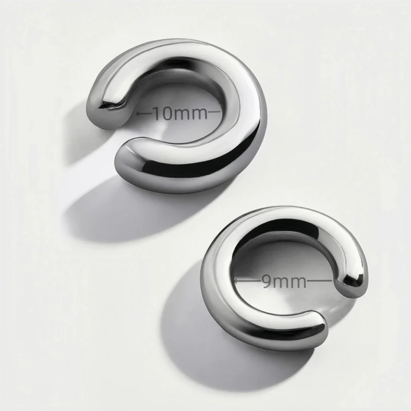 Fake perforated metal ear clip asymmetric circular cartilage Women's ear cuff