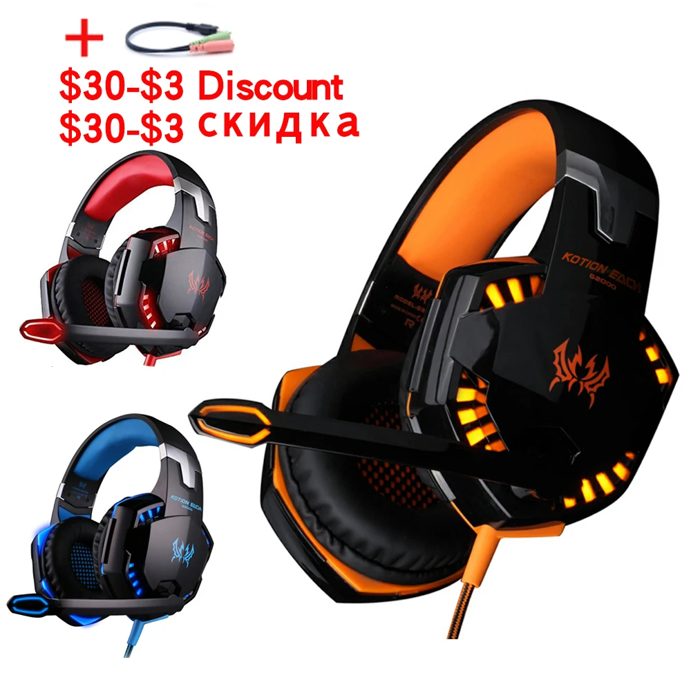 G2000 G9000 Gaming Headsets Big Headphones with Light Mic Stereo Earphones Deep Bass for PC Computer Gamer Laptop PS4 New X BOX|headset noise cancelling|noise cancellinglight headphones - AliExpress