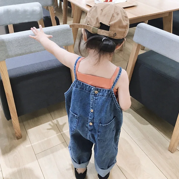 3-9세 봄  한국판 데님 멜빵바지 아동용 23 신상 남녀공용 바지 넷레드 데님 멜빵바지