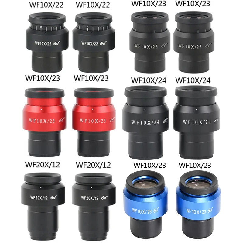 2PCS WF10X/22/23/24mm WF15X WF20X/12MM Wide Field Eyepiece For Binocular Trinocular Stereo Microscope 30MM Interface Size microscope eyepiece,stereoscopic microscope eyepiece