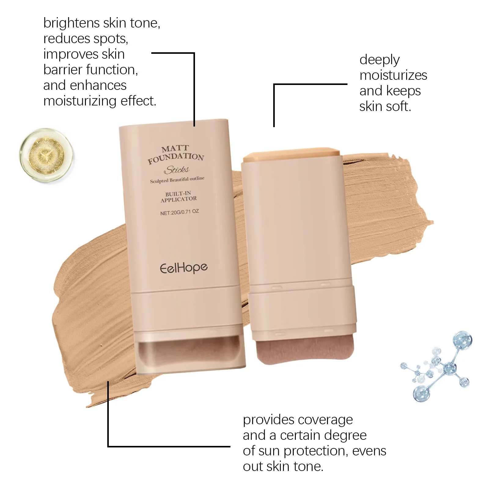 Eelhope Concealer Foundation Cream Long-Lasting Makeup Full Coverage Lightweight Waterproof Foundation Face Concealer Cosmetics 6