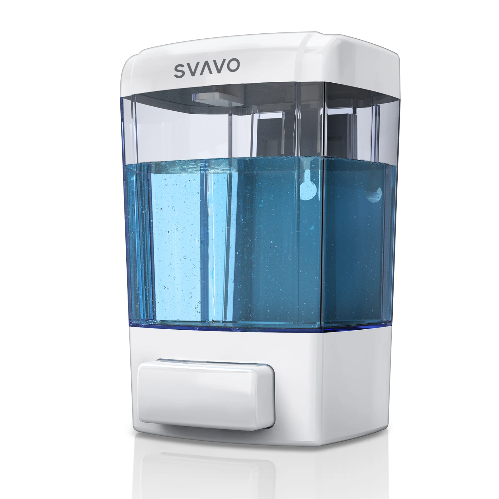 

SVAVO Wall Mounted Manual Soap Dispenser with Safety Lock, Visible Liquid Volume for Hotel Bathroom Kitchen 700ML (Multicolors)