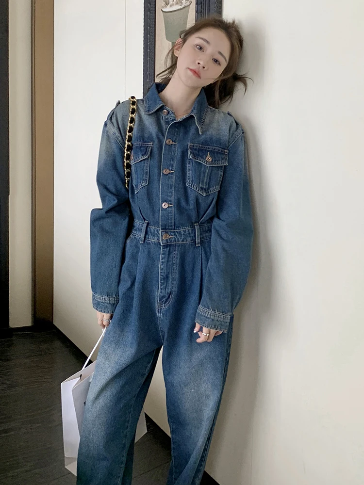 Stop The Show Denim Cargo Jumpsuit