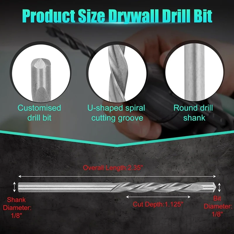50 Pieces Drywall Drill Bits, 1/8 Inch, For Wood And Plastic, Drywall ...