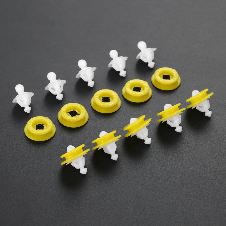 Set 10 Clip Di Fissaggio Parafango Bianco+Giallo, Ricambio Originale Per Volvo C30 2008-2013, Numero Parte 30698669